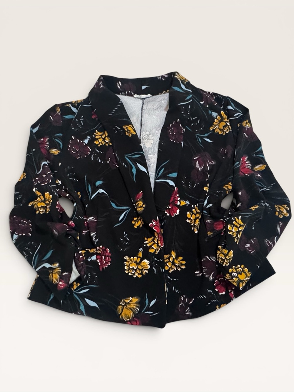 Maurice’s Floral Open Front Blazer | Size 1X Plus | Black Floral Career Chic